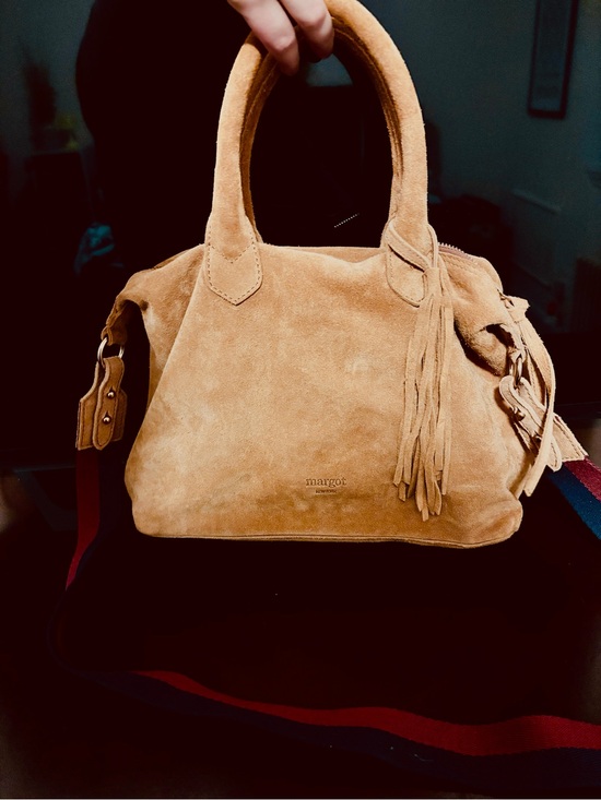 Margot New York Handbags - NWOT Margot New York Tan Suede Fringe Satchel or crossbody bag